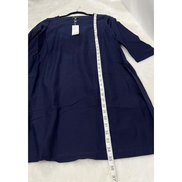 NWT Eileen Fisher Size XS Scoop Neck Knee Length Shift Dress, Blue MSRP$198 - Picture 4 of 10